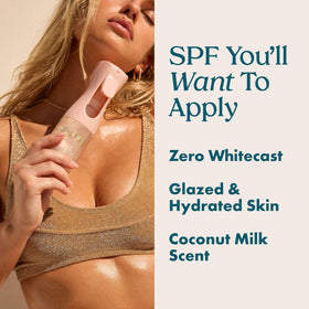 Kopari mist in use sprayed on arm for easy application