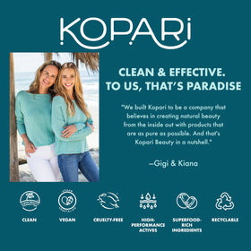 Kopari stick in beach bag lifestyle shot signaling easy on-the-go protection