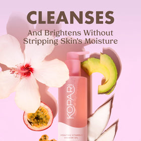 Kopari pump dispensing sudsy foam illustrating easy lather and gentle cleanse