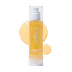 Kopari front bottle showing label and gold gel for product clarity
