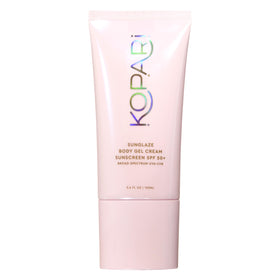 Kopari Sunglaze front packaging showing SPF 50+ protection and benefits