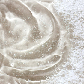 KORA Organics pump action producing airy foam, gentle cleanse for refreshed skin