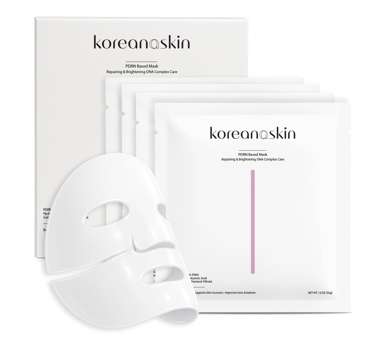 Koreana Skin box front showing four hydrogel masks and benefits