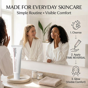 Koriderm Time Reverse Cream held in hand for scale to illustrate travel-friendly size