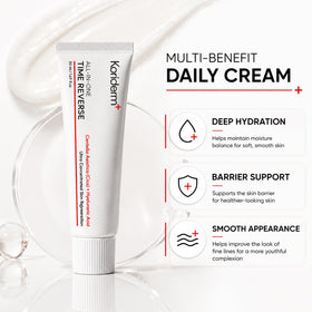 KORIDERM cream texture close-up showing lightweight, fast-absorbing formula benefit