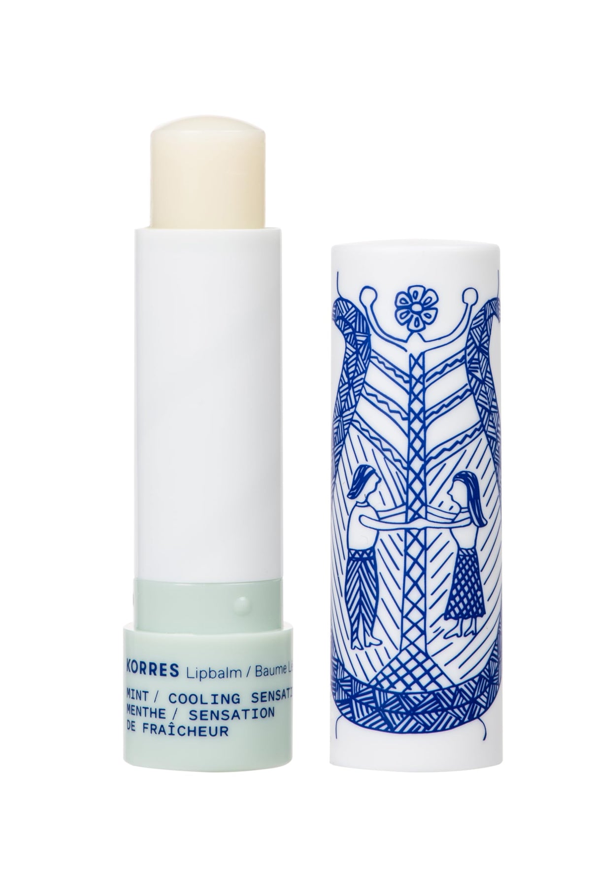 KORRES clear mint front packaging showing compact stick and branding benefit quick application