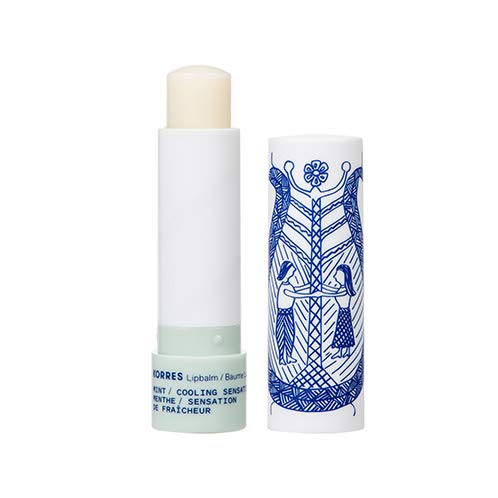 KORRES lifestyle image of application on lips showing refreshing mint effect and subtle shine
