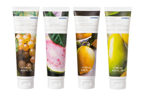 KORRES applying body butter on arm showing smoothing benefit