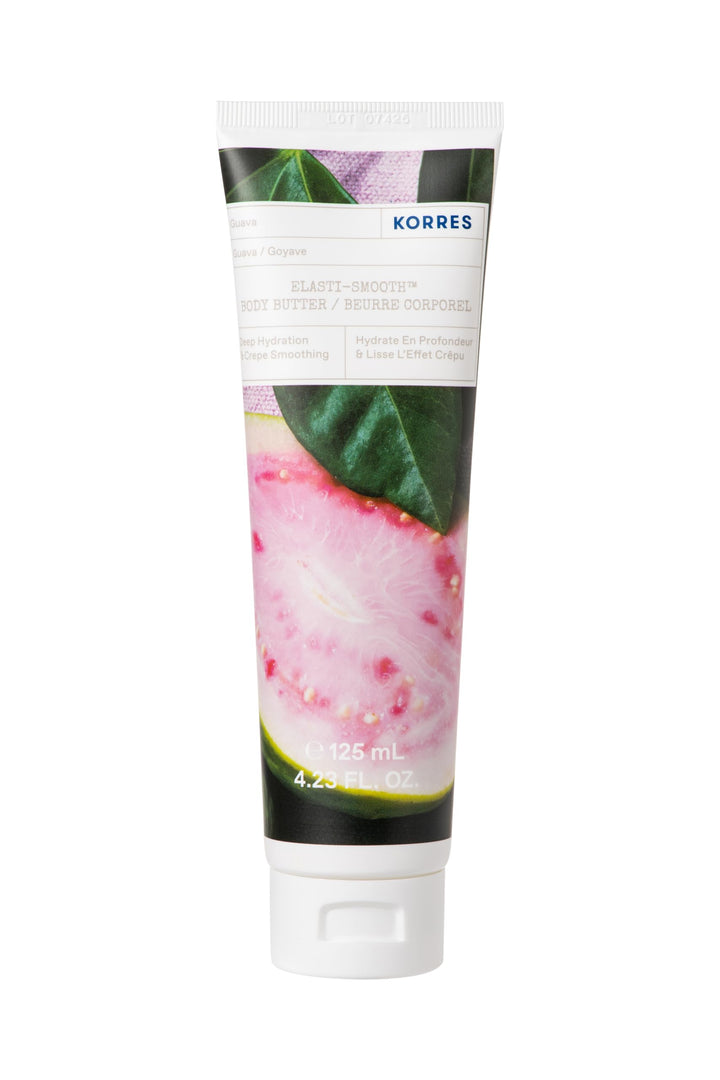 KORRES front packaging showing 4.23 fl oz jar and guava label for clear product ID