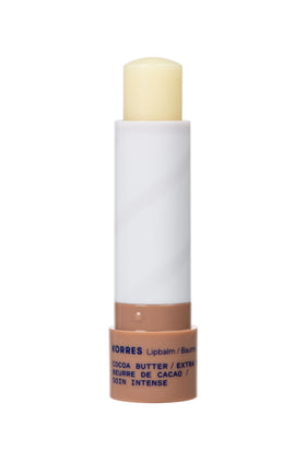 KORRES lip butter being applied to lips demonstrating quick hydration and natural tint