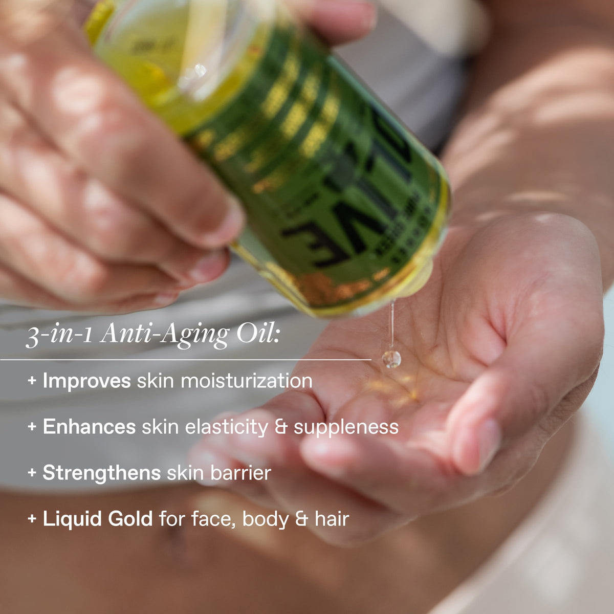 KORRES oil texture drop on fingertip highlighting lightweight absorption and nourishment