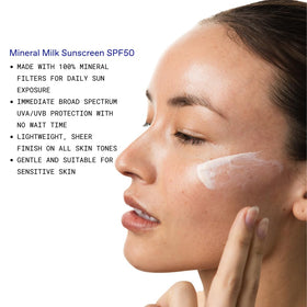 KORRES close-up of fluid milk texture demonstrating lightweight hydration and easy absorption