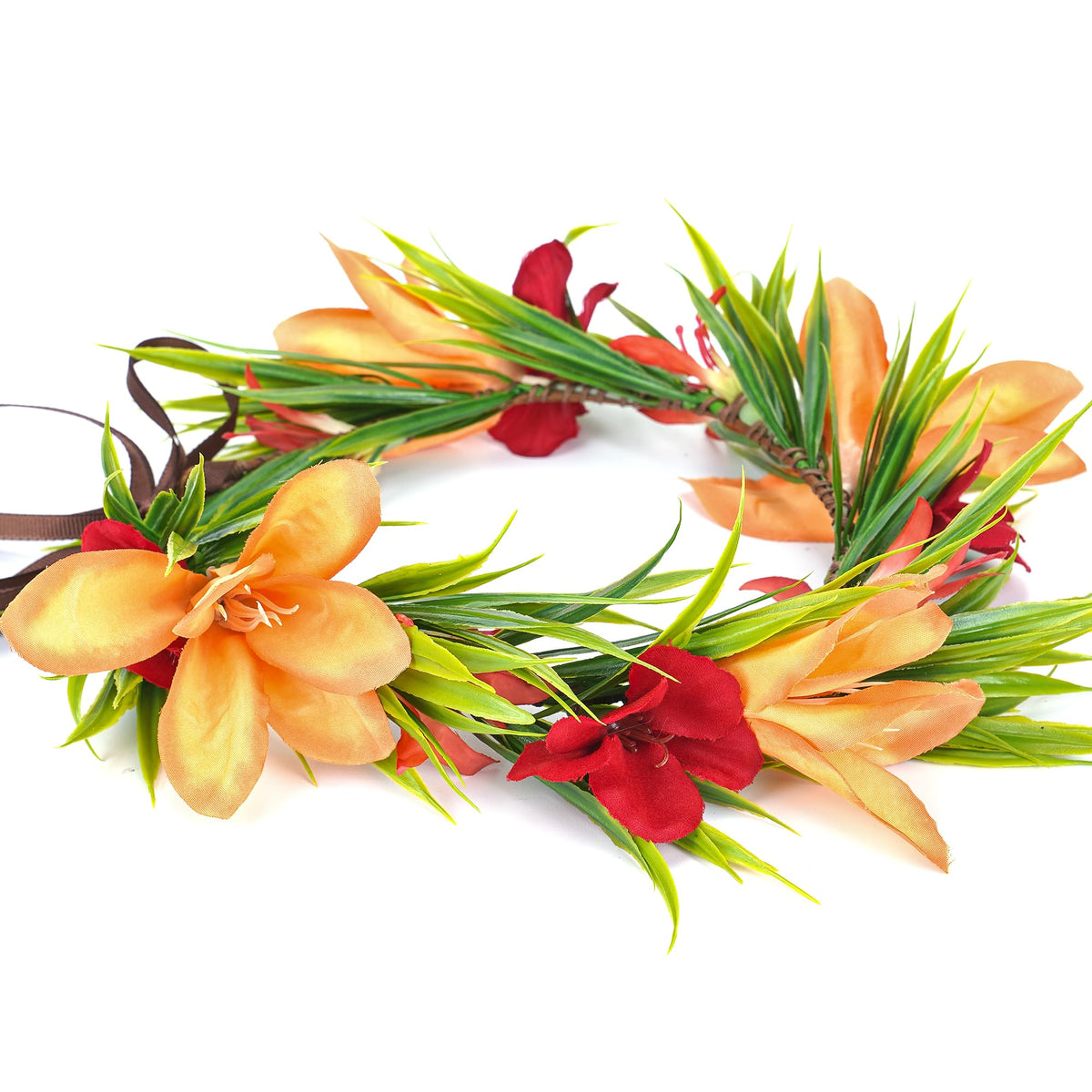 KorViSHOW front view floral crown showing vibrant tropical colors and instant style