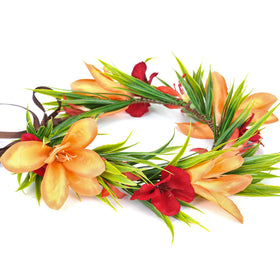 KorViSHOW front view floral crown showing vibrant tropical colors and instant style