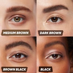 Kosas Air Brow Brown Black swatches on skin for true shade comparison