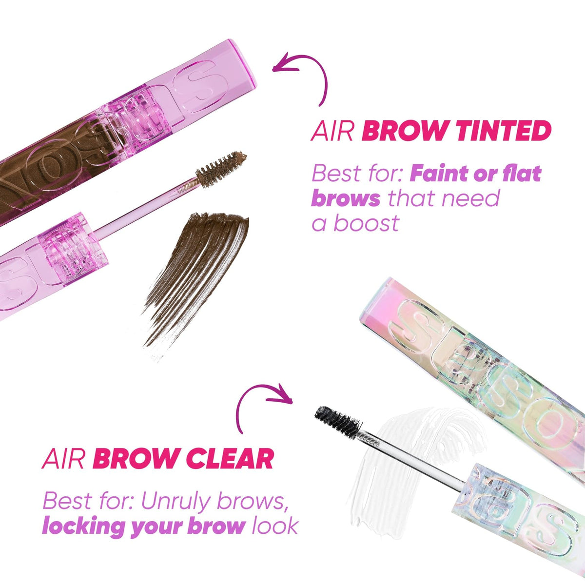 Kosas air brow ingredients label highlights castor oil and panthenol conditioning