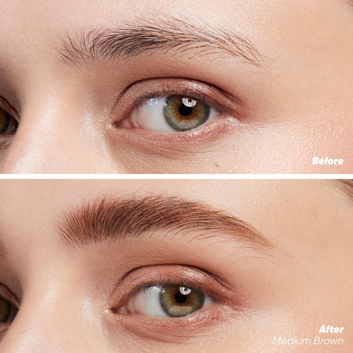 Kosas Air Brow open wand with precision spoolie demonstrating precise application benefit