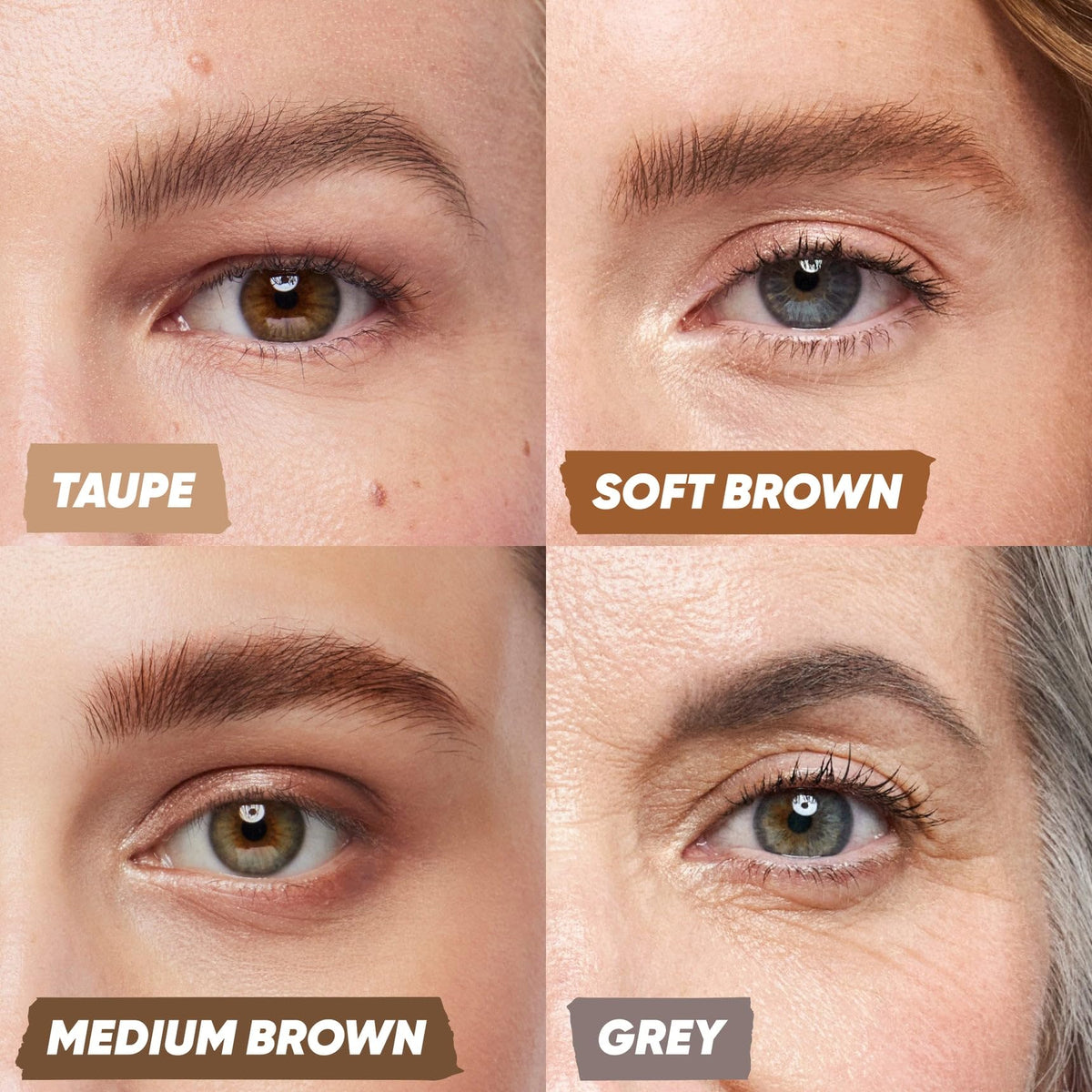 Kosas Air Brow swatch in Soft Brown on skin showing true tint and blendability