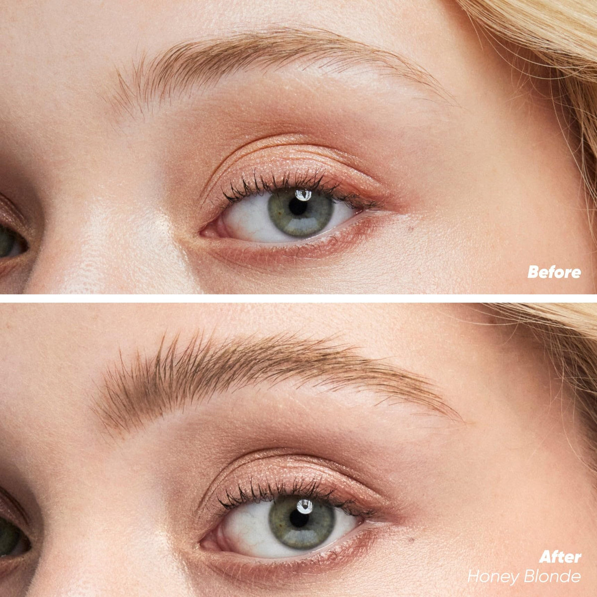 Kosas Air Brow spoolie applying tint for precise, natural shaping