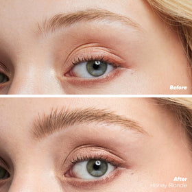 Kosas Air Brow spoolie applying tint for precise, natural shaping