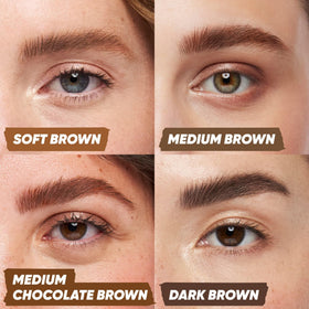 Kosas medium chocolate brown swatch on arm exhibits true color payoff
