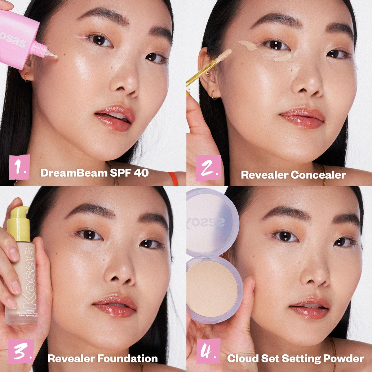 Kosas DreamBeam on bathroom counter lifestyle image showing everyday routine benefit
