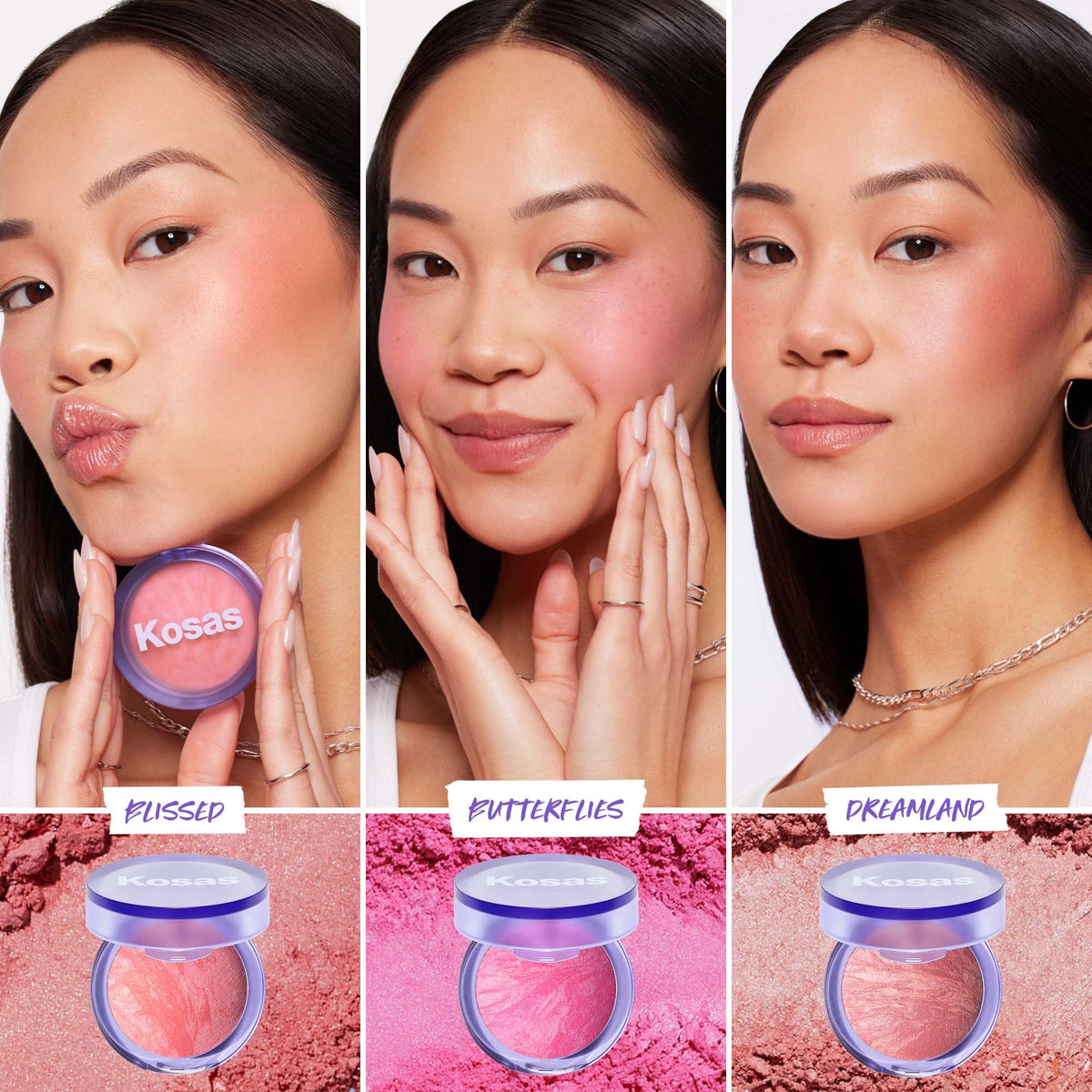 Kosas open compact with brush illustrating ready-to-use application benefit: easy blending