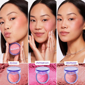 Kosas open compact with brush illustrating ready-to-use application benefit: easy blending