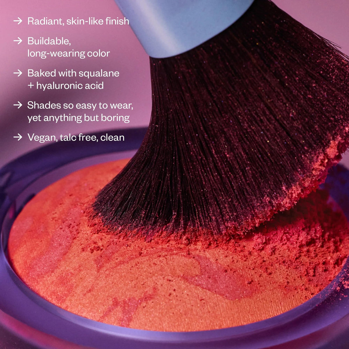 Kosas swatch of Rosy Bronze on skin showing finish and glow benefit: natural-looking flush