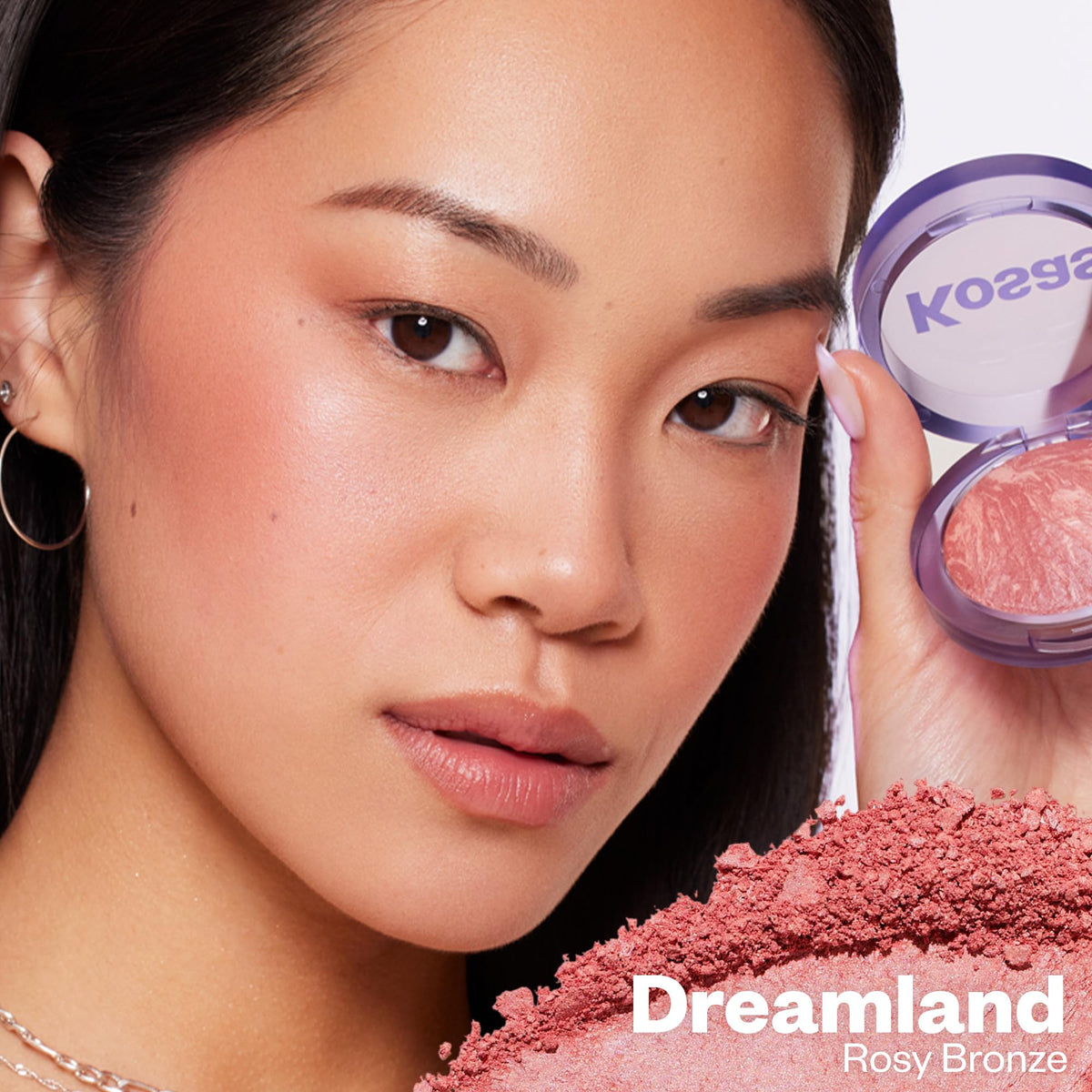 Kosas close-up of swirled baked texture showing two-tone pigments benefit: blended dimension