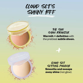 Kosas bronzer beside a ruler illustrating compact size and travel-friendly benefit