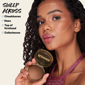 Kosas bronzer swatched on skin showing buildable color and natural warmth