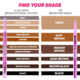 Kosas model applying pencil to brows demonstrating easy grooming and realistic results