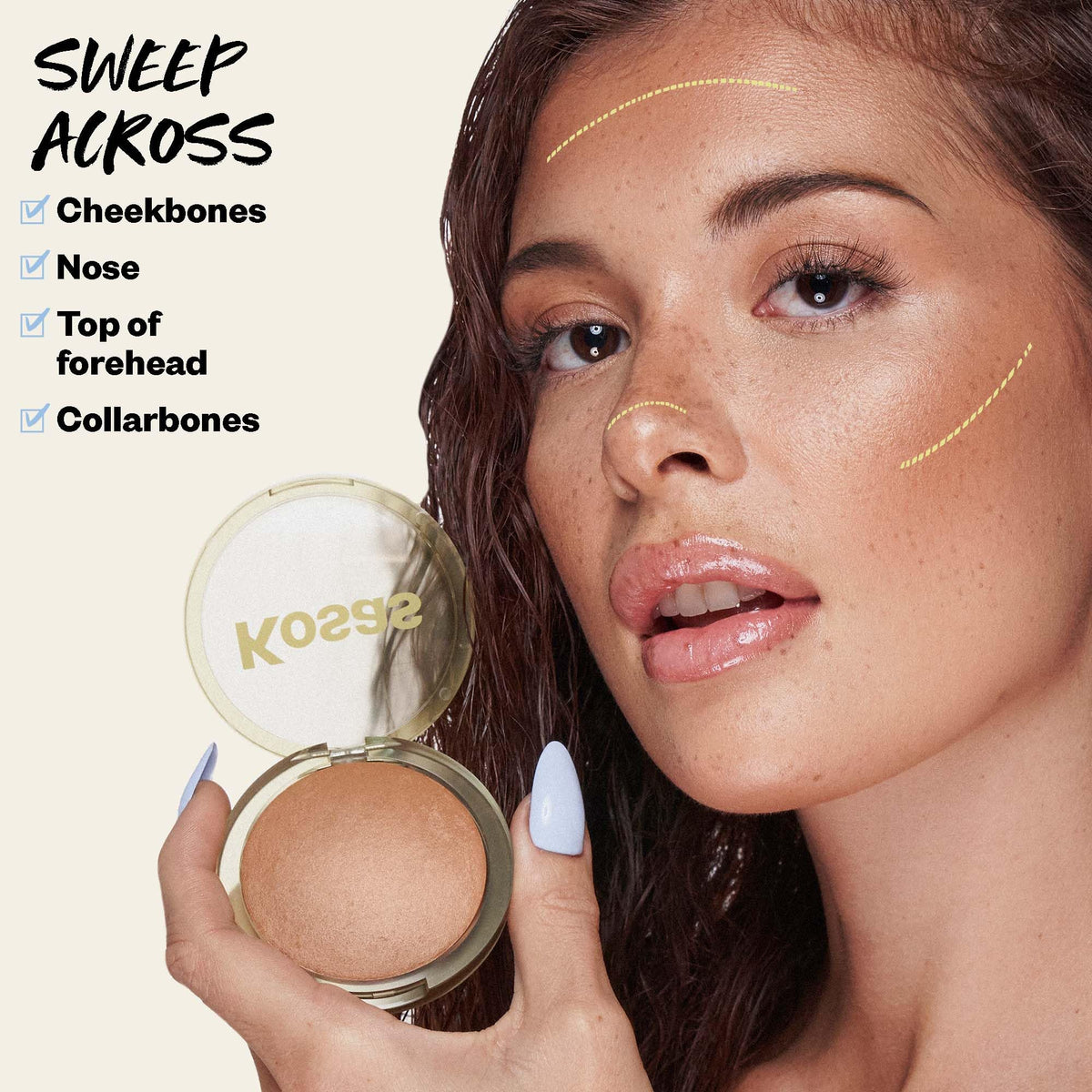 Kosas brush swipe demonstrating buildable color and easy application