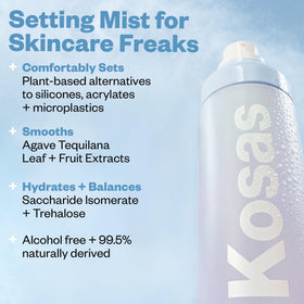Kosas fine mist suspended in air, demonstrates lightweight hydrating texture