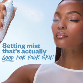 Kosas bottle styled on bathroom shelf, suggests daily skincare routine use