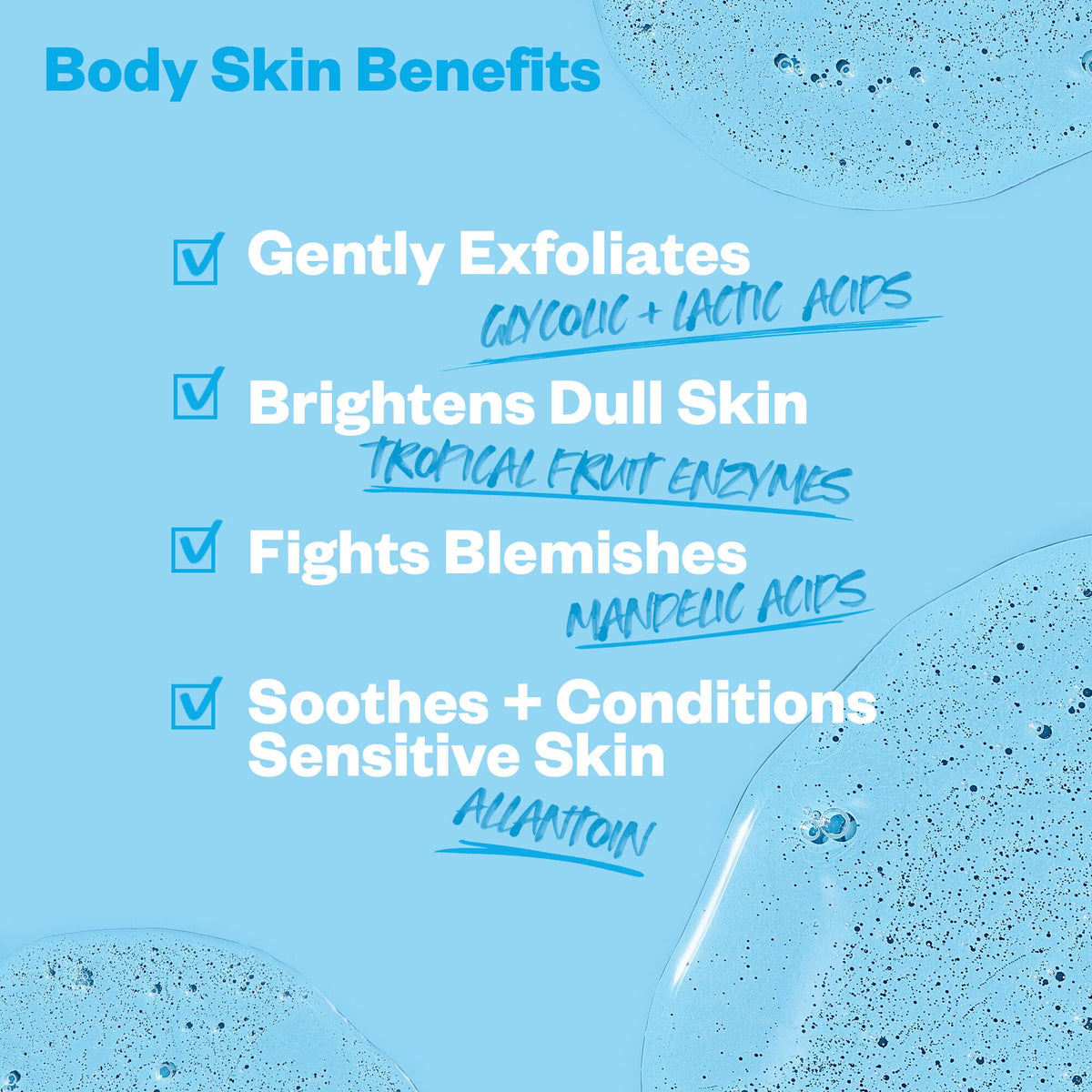 Kosas Good Body gel texture close-up showing gentle exfoliating appearance