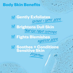Kosas Good Body gel texture close-up showing gentle exfoliating appearance
