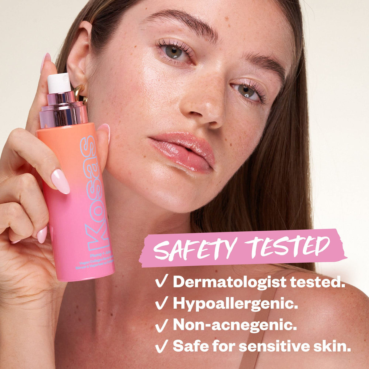 Kosas spray on bathroom counter in lifestyle scene showing daily routine benefit