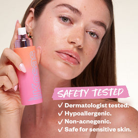 Kosas spray on bathroom counter in lifestyle scene showing daily routine benefit