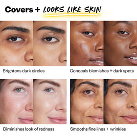Kosas concealer applied under-eye illustrating brightening and crease resistance