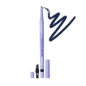 Kosas Soulgazer front packaging showing pencil and satin blackened blue color