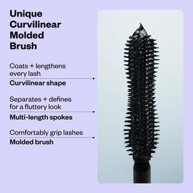 Kosas Soulgazer on model daytime look showing natural defined lashes benefit