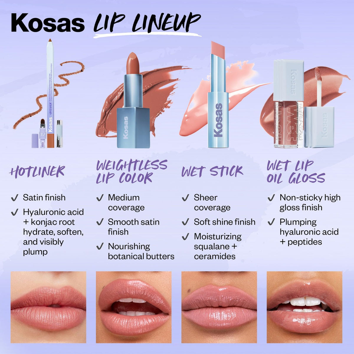 Kosas Wet Lip Oil Gloss in lifestyle outdoor setting showing everyday wearable shine