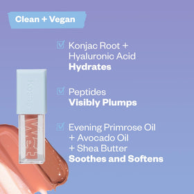 Kosas Wet Lip Oil Gloss applied to lips showing glossy hydration and natural glow