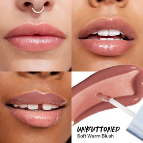 Kosas Wet Lip Oil Gloss wand and applicator demonstrating easy application