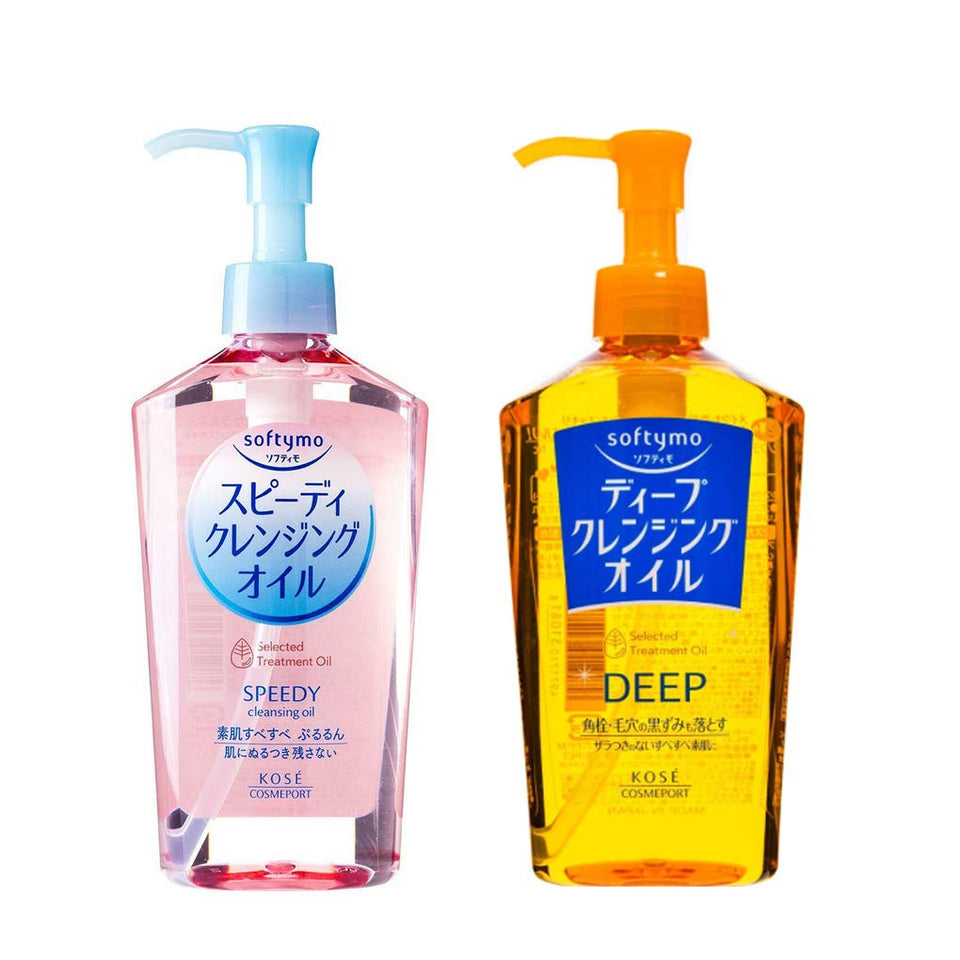 Kose Softymo front packaging showing two 230ml bottles for easy selection and hydration