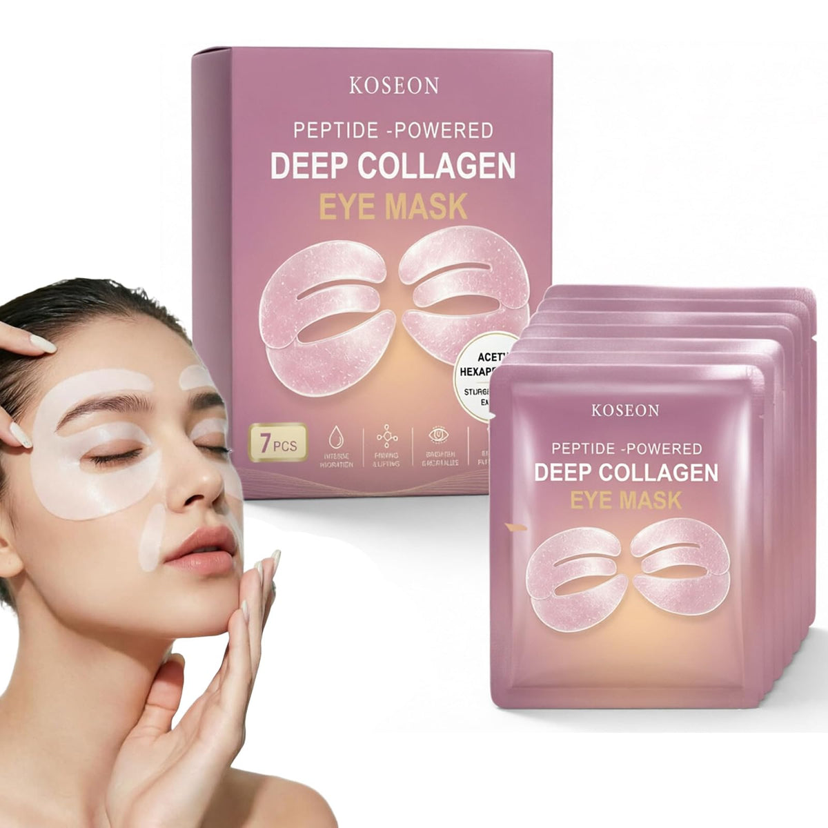 koseon front packaging showing seven peptide eye patches and benefits