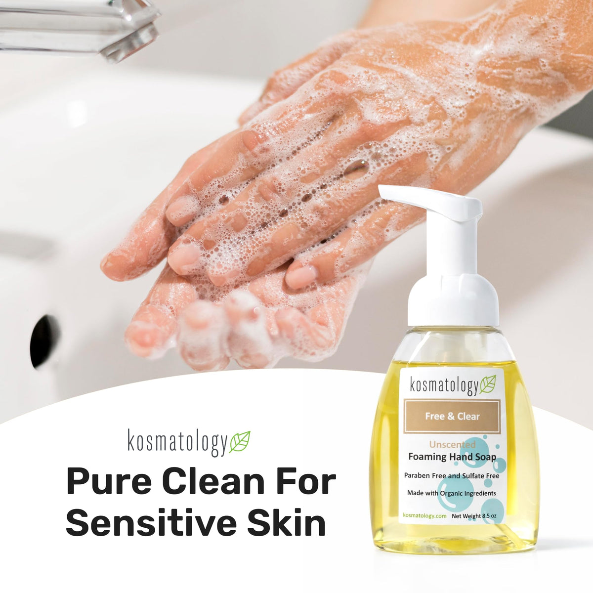 kosmatology pump dispensing foam for easy, controlled use