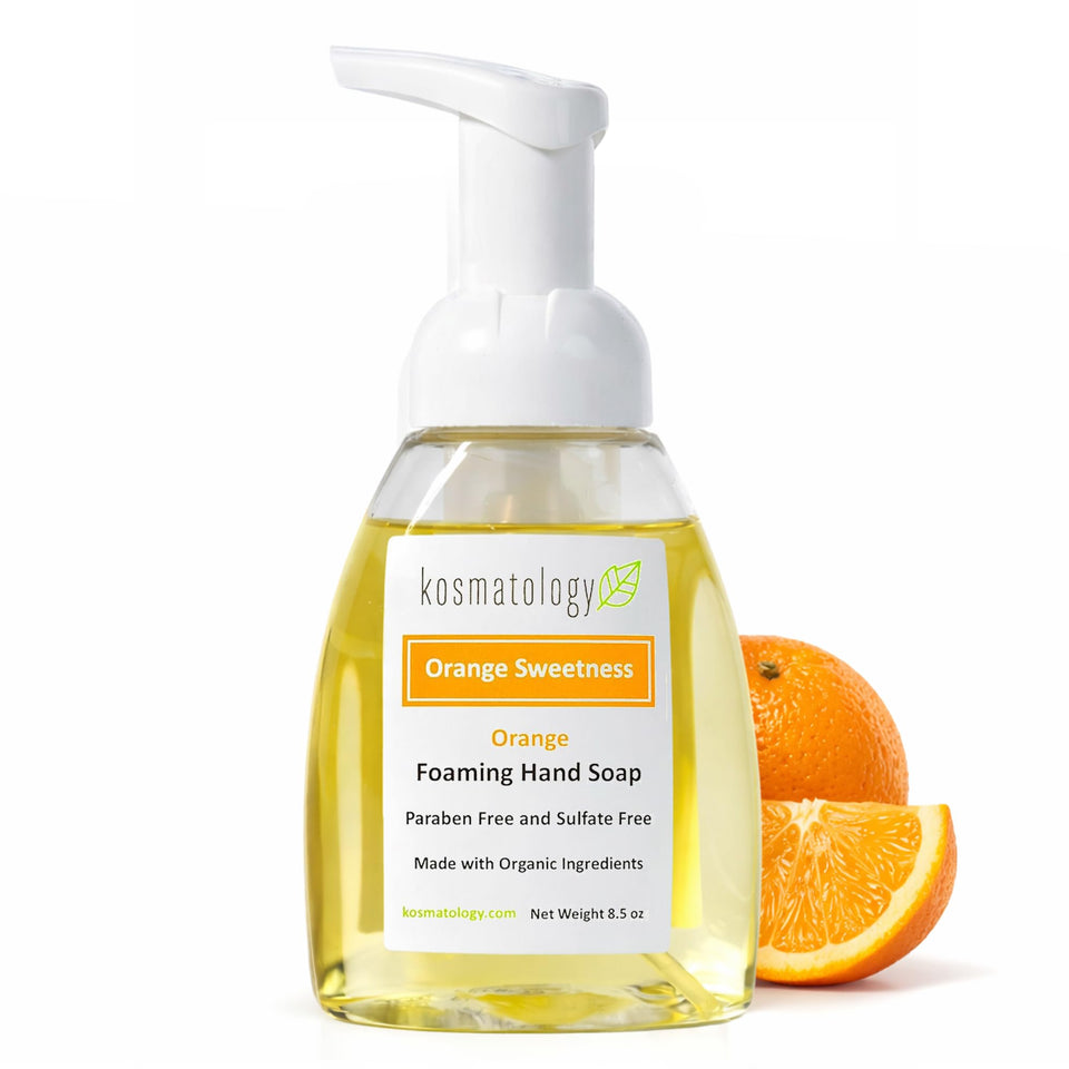 kosmatology front bottle showing label and orange scent for clear identification and appeal